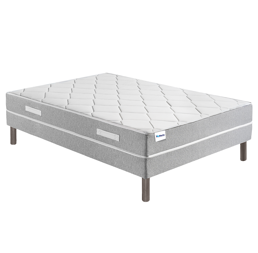 Ensemble matelas ressorts ensachés très ferme, indépendance de couchage et sommier tapissier lattes