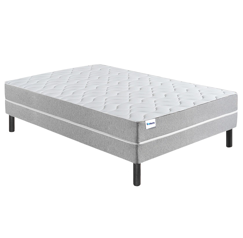 Ensemble mousse polyuréthane et latex 70 kg/m³ mi-ferme, sommier tapissier à lattes