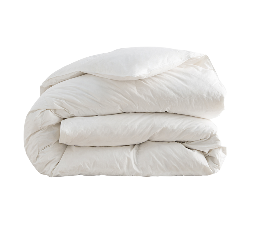 Couette duvet de canard thermorégulant, percale de coton piquage cloisonné