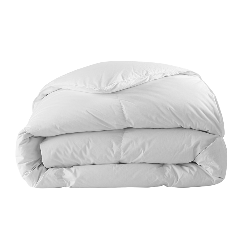 Couette chaude garnissage recyclé éco-responsable, anti-acariens végétal percale de coton