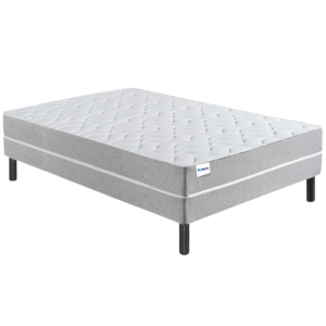 Ensemble mousse polyuréthane 32 kg/m³ ferme, sommier tapissier à lattes larges