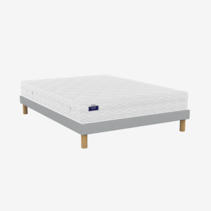 Ensemble matelas ressorts ensachés très ferme, sommier tapissier à lattes massives