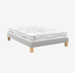 Ensemble matelas mousse polyuréthane ferme et tonique, sommier lattes sapin
