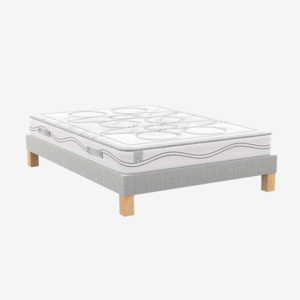 Ensemble matelas mousse polyuréthane ferme et tonique, sommier lattes sapin