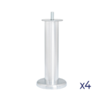 Jeu de 4 pieds cylindriques aluminium brossé 15 cm, ventilation du sommier
